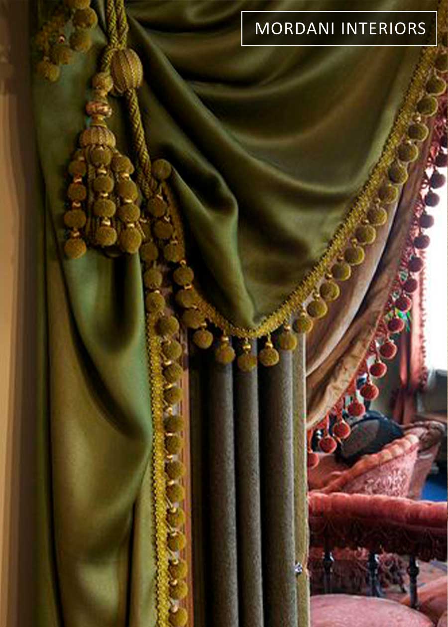 Olive Green Silk Curtains